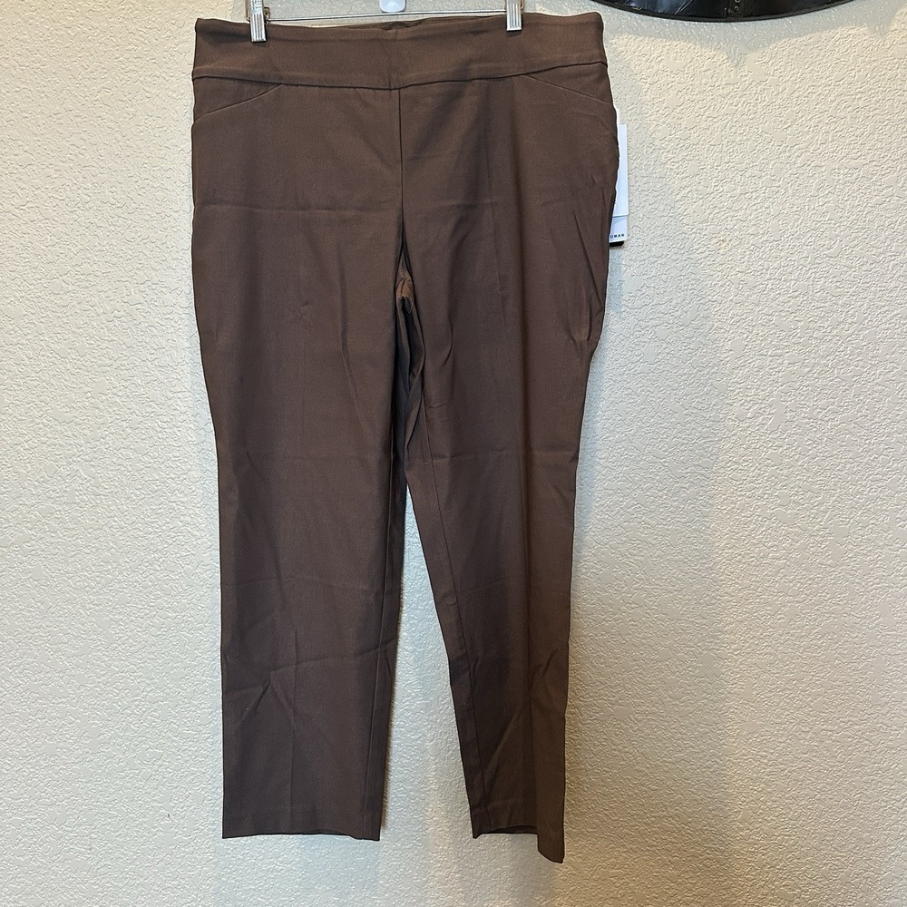 NWT Tribal Flatten It Pull On Pants Brown Career Trousers Slimming 18 Stitch Fix